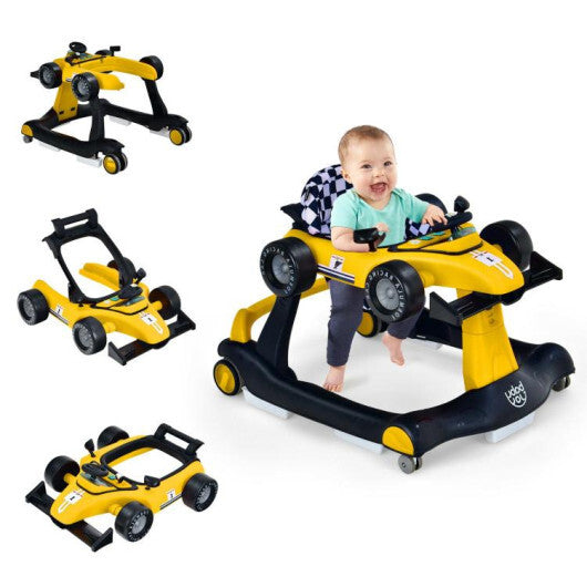 Costway 4-in-1 Baby Walker Foldable Activity Push Walker Adjustable Yellow W2B