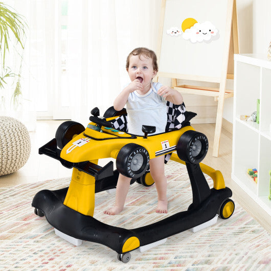 Costway 4-in-1 Baby Walker Foldable Activity Push Walker Adjustable Yellow W2B