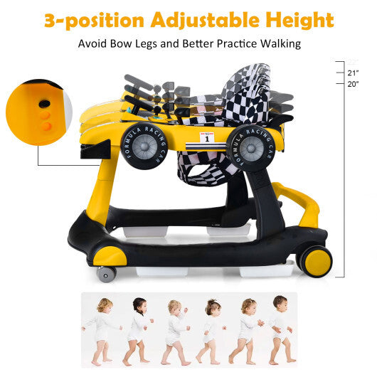 Costway 4-in-1 Baby Walker Foldable Activity Push Walker Adjustable Yellow W2B