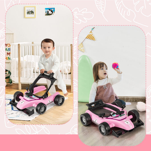 Costway 4-in-1 Foldable Activity Push Walker with Adjustable Height-Purple W2B
