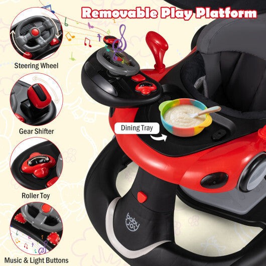Costway 6-in-1 Baby Walker with Canopy Portable Activity Center Bouncer Rocker Combo with Music-Red W2B