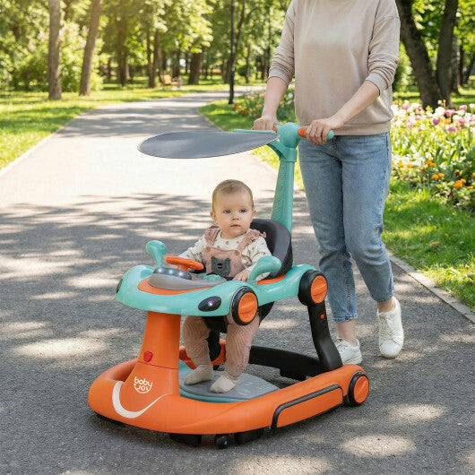 Costway 6-in-1 Baby Walker with Canopy Portable Activity Center Bouncer Rocker Combo with Music-Green W2B