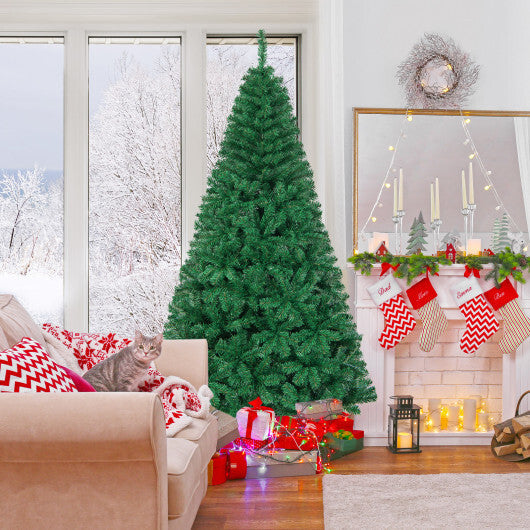 Costway 7Ft Artificial PVC Christmas Tree Stand Indoor Outdoor Green W2B