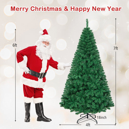 Costway 7Ft Artificial PVC Christmas Tree Stand Indoor Outdoor Green W2B