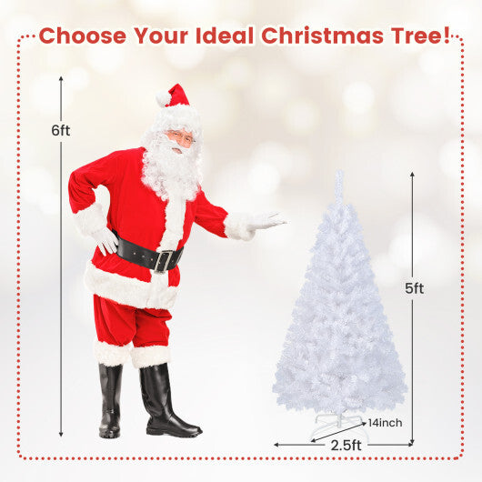 Costway 5Ft Artificial PVC Christmas Tree W/Stand Holiday Season Indoor Outdoor White W2B