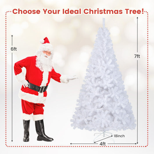 Costway 7Ft Artificial PVC Christmas Tree Stand Indoor Outdoor White W2B