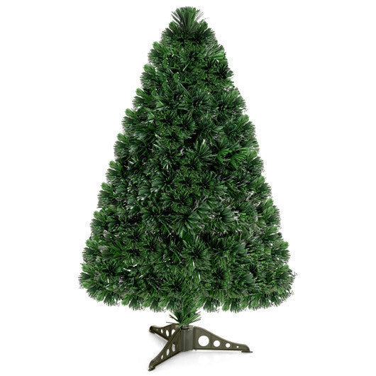 Costway 3Ft Pre-Lit Fiber Optic PVC Christmas Tree Tabletop Plastic W2B