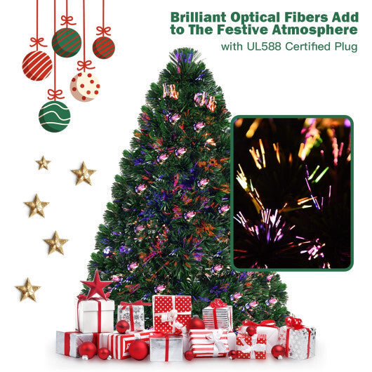Costway 3Ft Pre-Lit Fiber Optic PVC Christmas Tree Tabletop Plastic W2B
