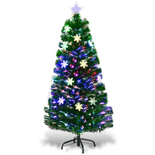 Costway 4FT Pre-Lit Fiber Optic Christmas Tree Multicolor Lights W2B