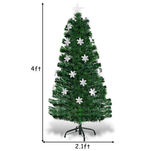 Costway 4FT Pre-Lit Fiber Optic Christmas Tree Multicolor Lights W2B