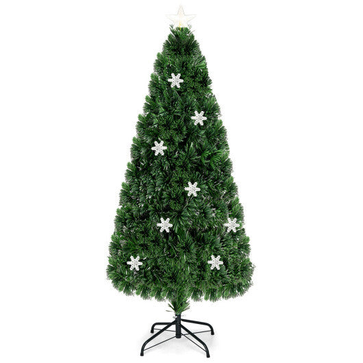 Costway LED Optic Artificial Christmas Tree with Snowflakes 6 Feet