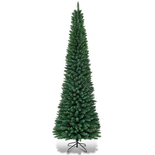 Costway 7Ft PVC Artificial Pencil Christmas Tree Slim Stand Green W2B