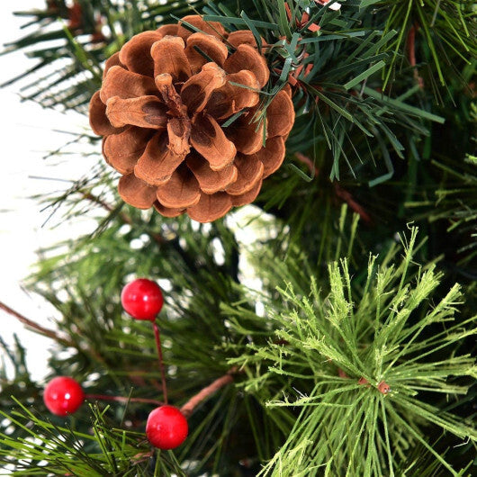 Costway LED Christmas Tree with Red Berries Pine Cones-4 Feet W2B