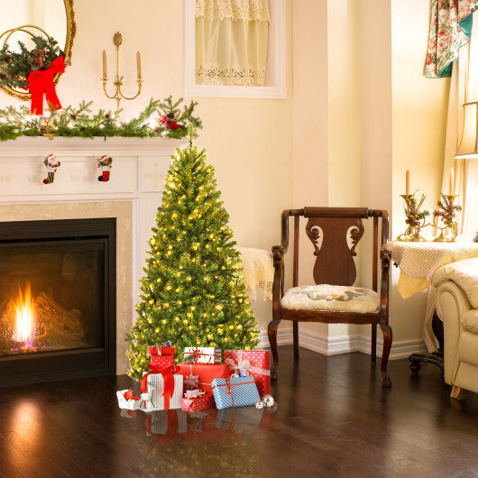 Costway 4Ft Pre-Lit Artificial Christmas Tree Hinged 100 LED Lights