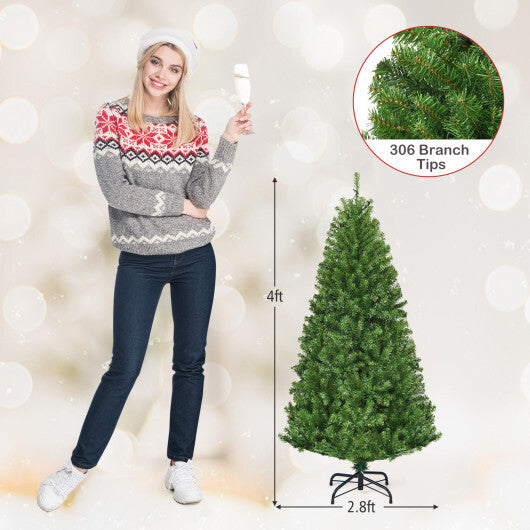 Costway 4Ft Pre-Lit Artificial Christmas Tree Hinged 100 LED Lights