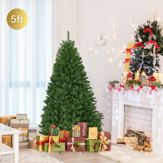 Costway 5Ft Pre-Lit Artificial Christmas Tree Hinged 150 LED Lights W2B