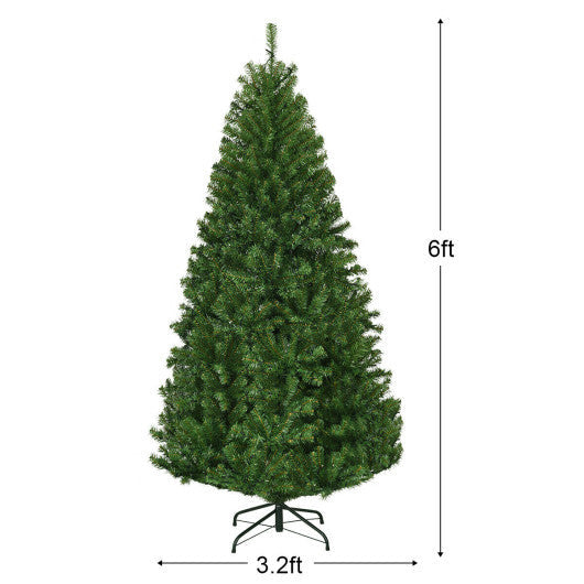 Costway 6Ft Pre-Lit Artificial Christmas Tree Hinged 350 LED Lights W2B