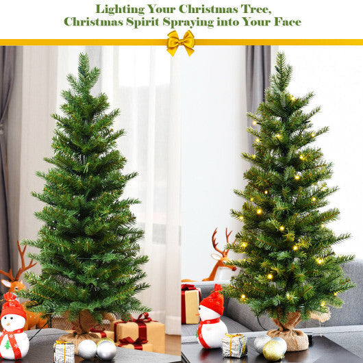 Costway 3Ft Pre-Lit Spruce Tabletop Christmas Tree Lights Timer W2B