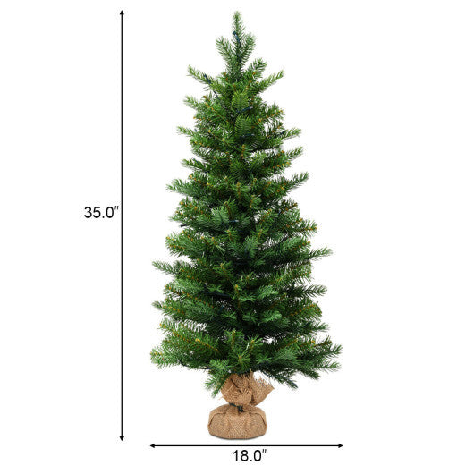 Costway 3Ft Pre-Lit Spruce Tabletop Christmas Tree Lights Timer W2B
