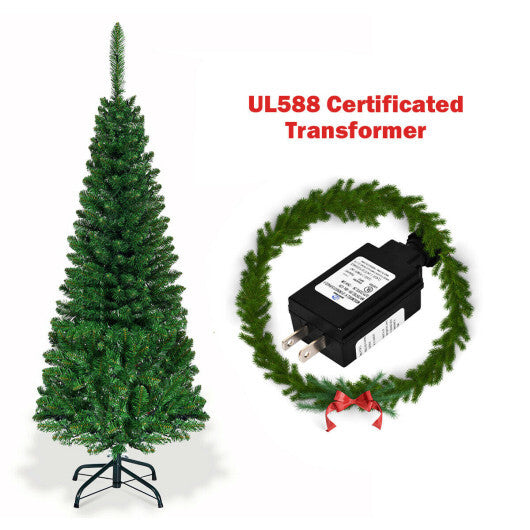 Costway Artificial National Foot Kingswood Fir Pencil Christmas Tree-4.5ft W2B