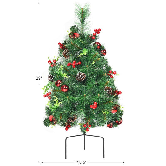 Costway Set of 2 29 Inch Battery Powered Pre-lit Pathway Holiday Christmas Trees W2B