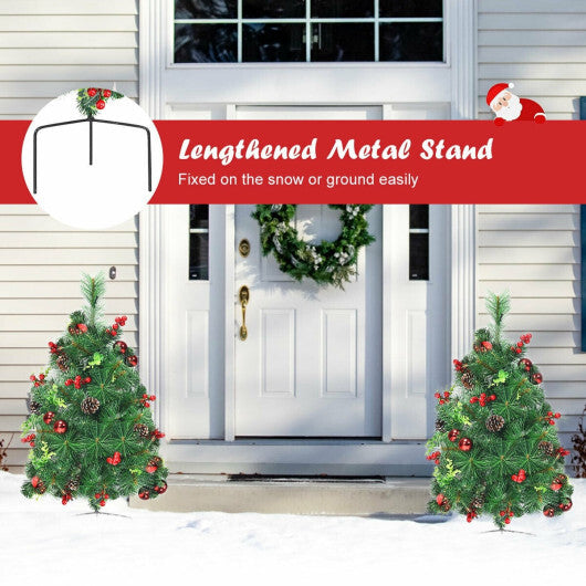 Costway Set of 2 29 Inch Battery Powered Pre-lit Pathway Holiday Christmas Trees W2B