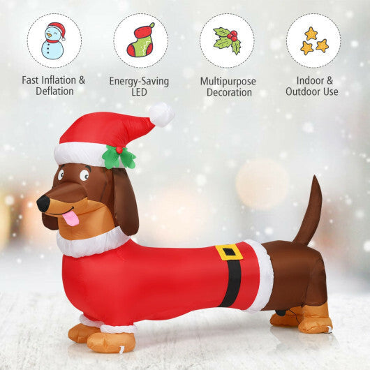 Costway 5 Feet Inflatable Christmas Dog with LED Lights W2B