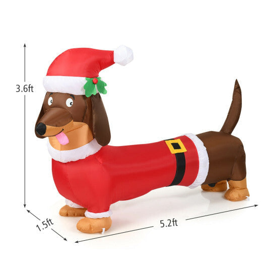Costway 5 Feet Inflatable Christmas Dog with LED Lights W2B