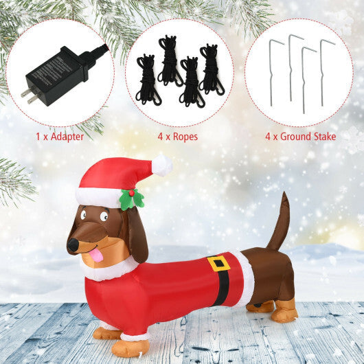 Costway 5 Feet Inflatable Christmas Dog with LED Lights W2B