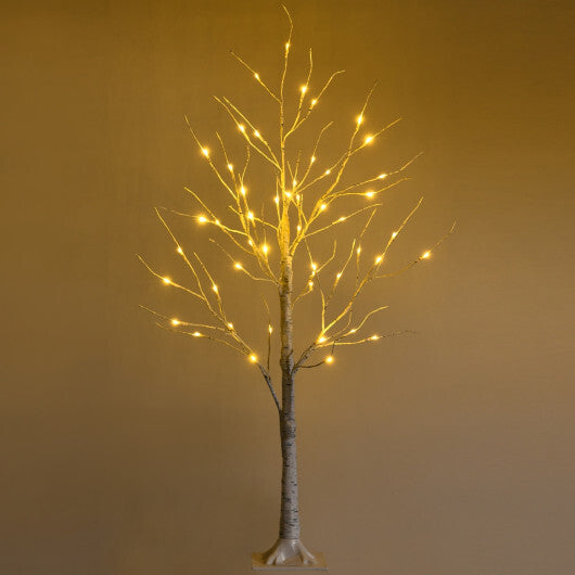 Costway Pre-lit White Twig Birch Tree for Christmas Holiday with LED Lights-4 ft W2B