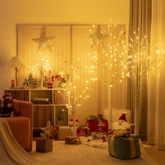 Costway Pre-lit White Twig Birch Tree for Christmas Holiday with LED Lights-4 ft W2B