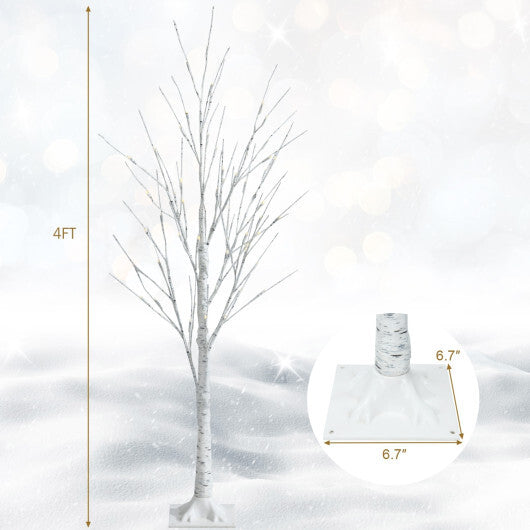 Costway Pre-lit White Twig Birch Tree for Christmas Holiday with LED Lights-4 ft W2B