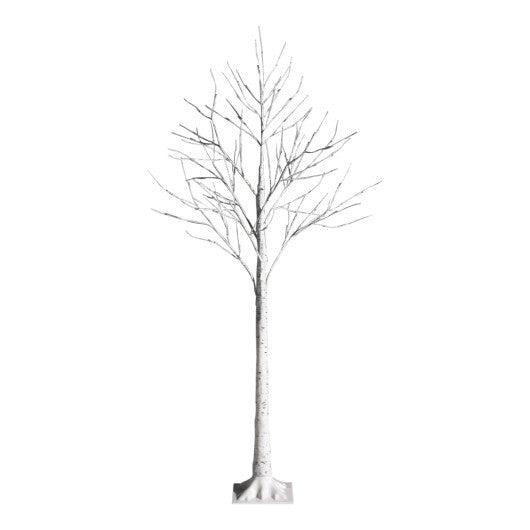 Costway 5 Feet Pre-lit White Twig Birch Tree with 72 LED Lights for Christmas W2B