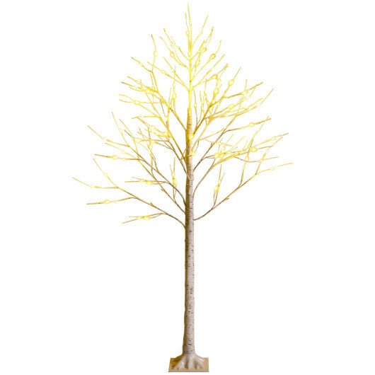 Costway Pre-lit White Twig Birch Tree for Christmas Holiday with LED Lights-6 ft W2B