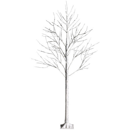Costway Pre-lit White Twig Birch Tree for Christmas Holiday with LED Lights-6 ft W2B