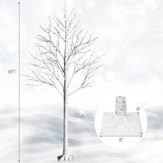 Costway Pre-lit White Twig Birch Tree for Christmas Holiday with LED Lights-6 ft W2B