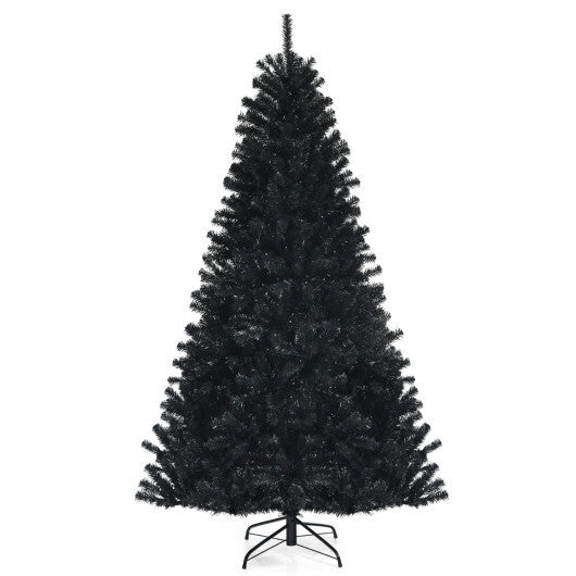 Costway Black Artificial Christmas Halloween Tree with Purple LED Lights-7 ft W2B