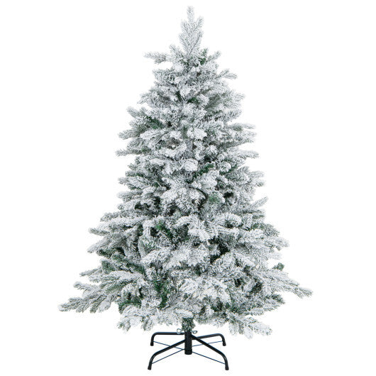 Costway 4.5 Feet Flocked Christmas Tree with Warm White LED Lights-4.5 ft W2B