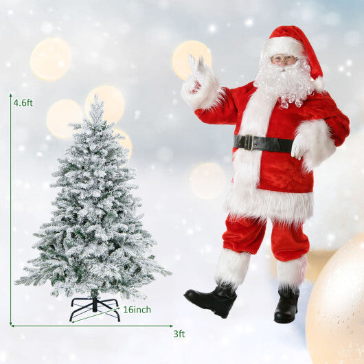 Costway 4.5 Feet Flocked Christmas Tree with Warm White LED Lights-4.5 ft W2B