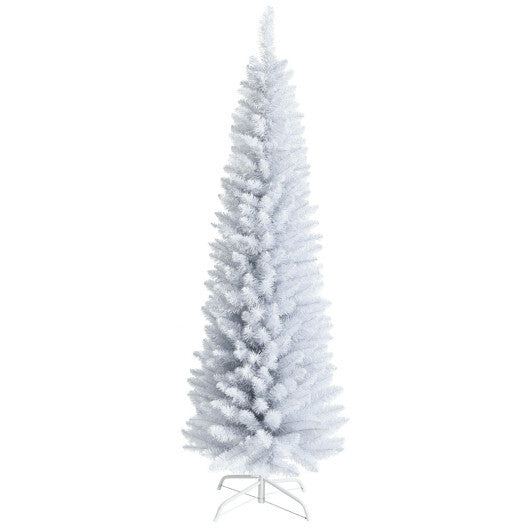 Costway 6 Feet Unlit Artificial Slim Pencil Christmas Tree with Metal Stand W2B