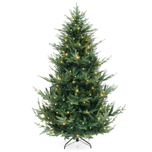 Costway 7 FT Pre-Lit Artificial Hinged Xmas Tree with 778/1480 PVC and PE Branch Tips-L W2B