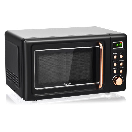 Costway 0.7Cu.ft Retro Countertop Microwave Oven 700W LED Display Glass Turntable New W2B
