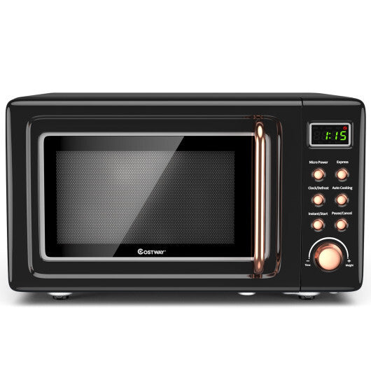 Costway 0.7Cu.ft Retro Countertop Microwave Oven 700W LED Display Glass Turntable New W2B