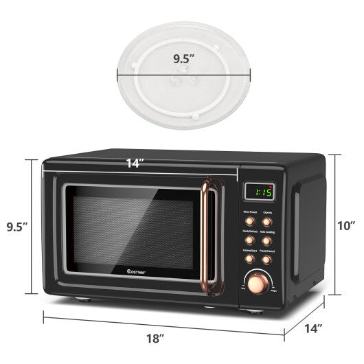 Costway 0.7Cu.ft Retro Countertop Microwave Oven 700W LED Display Glass Turntable New W2B