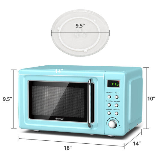Costway 0.7Cu.ft Retro Countertop Microwave Oven 700W LED Display Glass Turntable Green W2B