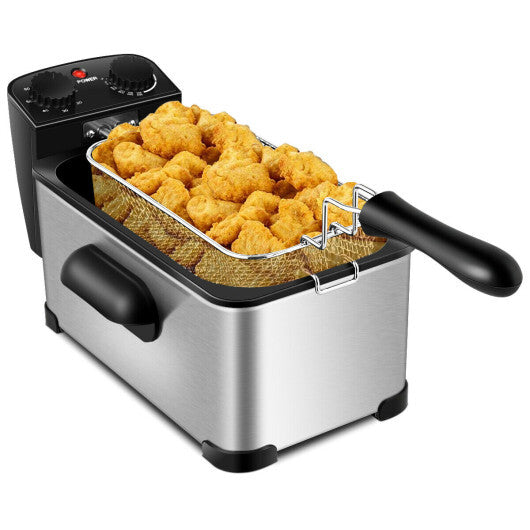 Costway Electric Deep Fryer 3.2 QT/12-Cup Stainless Steel 1700W with Frying Basket W2B