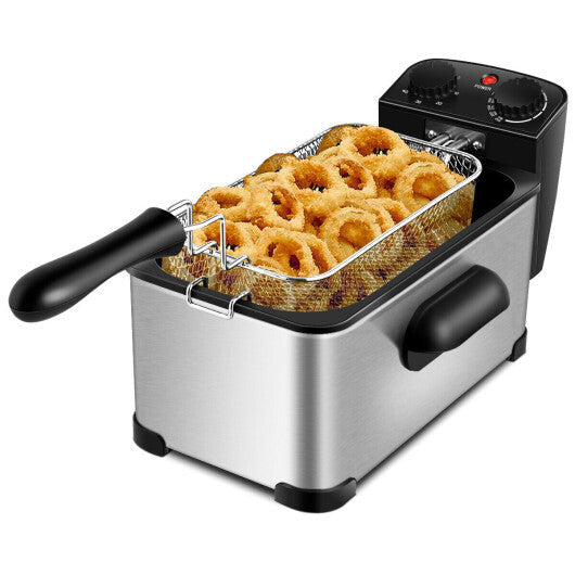 Costway Electric Deep Fryer 3.2 QT/12-Cup Stainless Steel 1700W with Frying Basket W2B