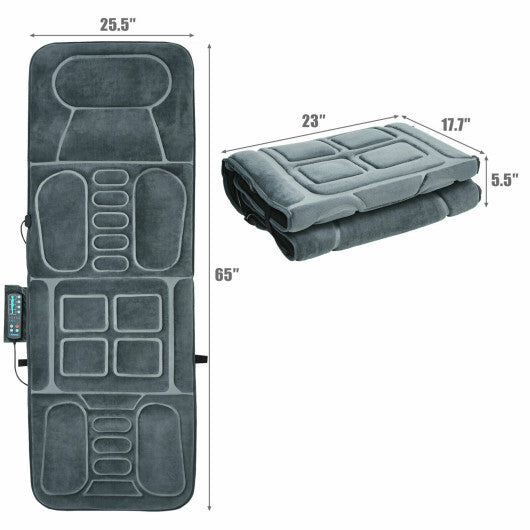 Costway Foldable Massage Mat Full Body Massager with Heat & 10 Vibration Motors W2B
