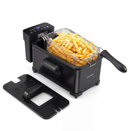 Costway 3.2-Qt Electric Deep Fryer with 1700W LED Touch Screen and Enamel Oil Tank-Black W2B