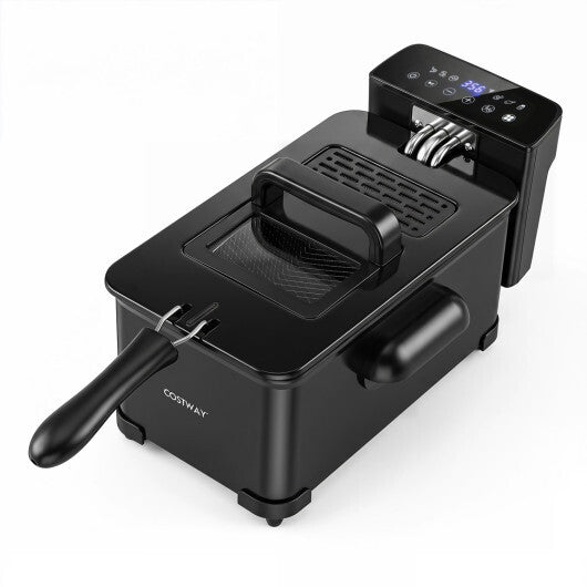 Costway 3.2-Qt Electric Deep Fryer with 1700W LED Touch Screen and Enamel Oil Tank-Black W2B